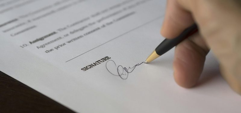 signing a contract