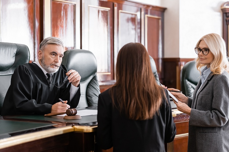 Judge and attorneys during a court battle
